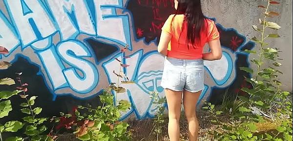  Hot girl has sex by graffiti wall